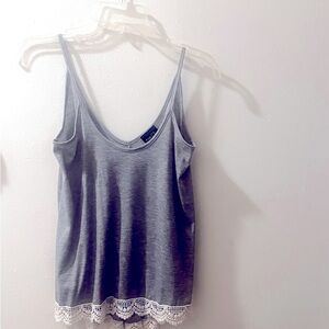 Rue 21 size Small Gray W/Cream Lace Tank Top New